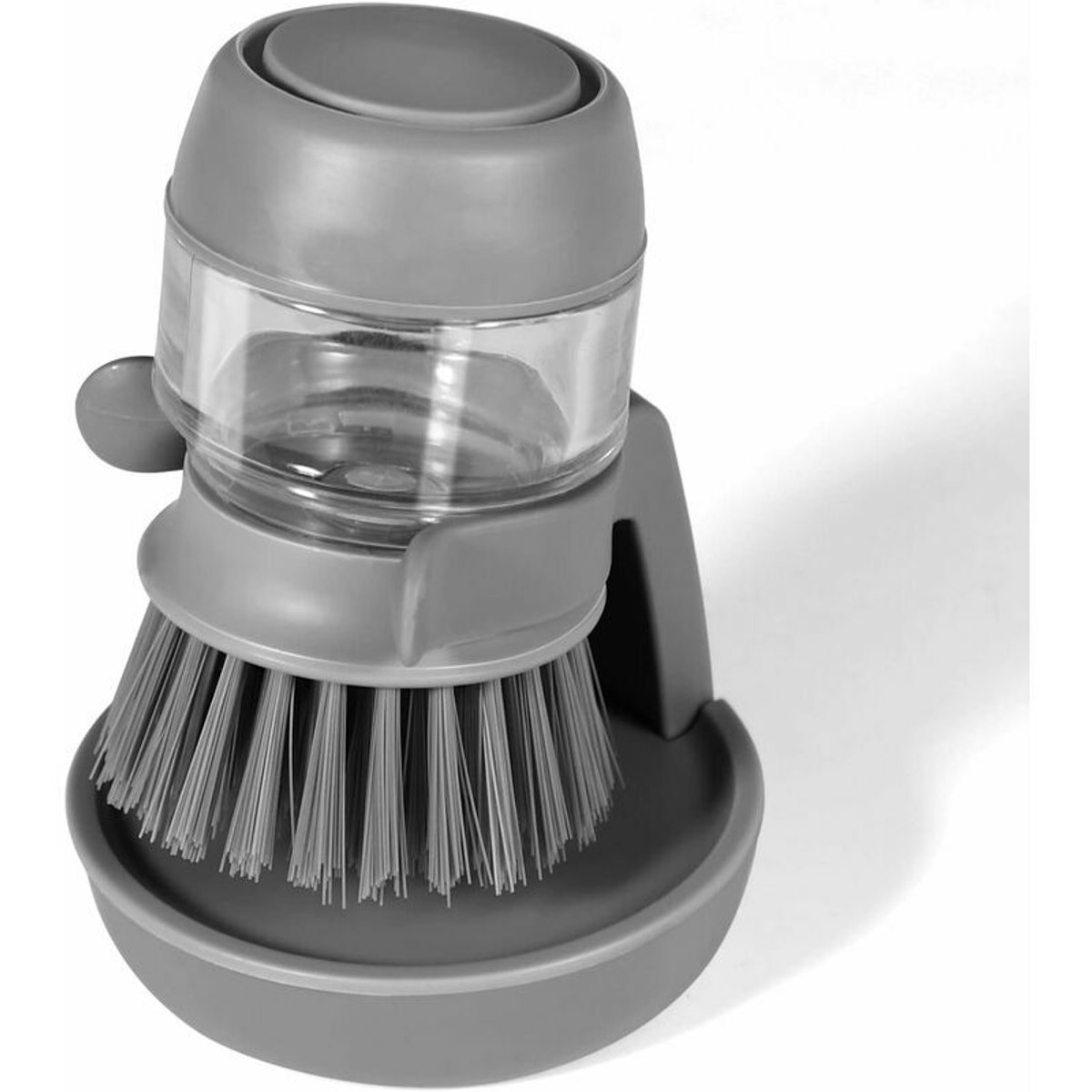 Multifunctionele afwasborstel met zeepdispenser, keukenborstel voor het schoonmaken van servies en kookgerei.