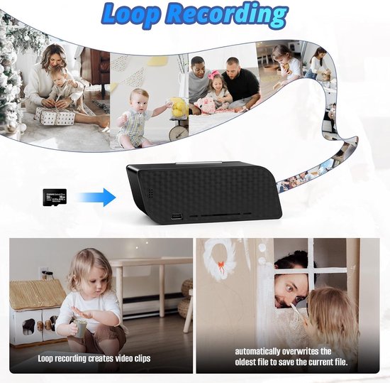 Mini DV Camera - Spionage Wekker - Huis Beveiligen - Infrarood Nachtzicht - 10 x 5 x 4 cm - Zwart van MINI — afbeelding 4
