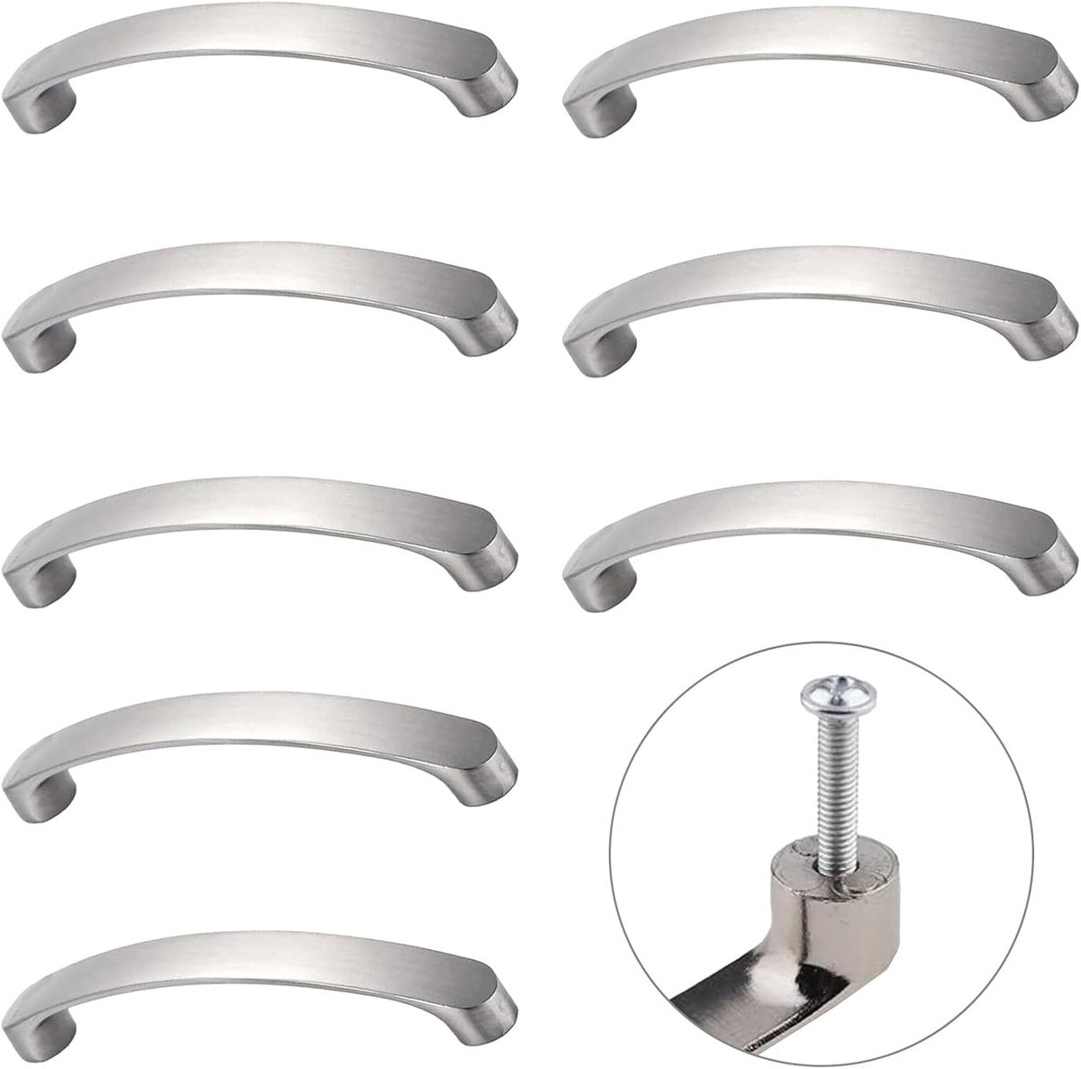Set van 8 gebogen meubels handgrepen van aluminiumlegering voor moderne keukenkasten en meubels, ideaal voor minimalistische interieurs en renovaties