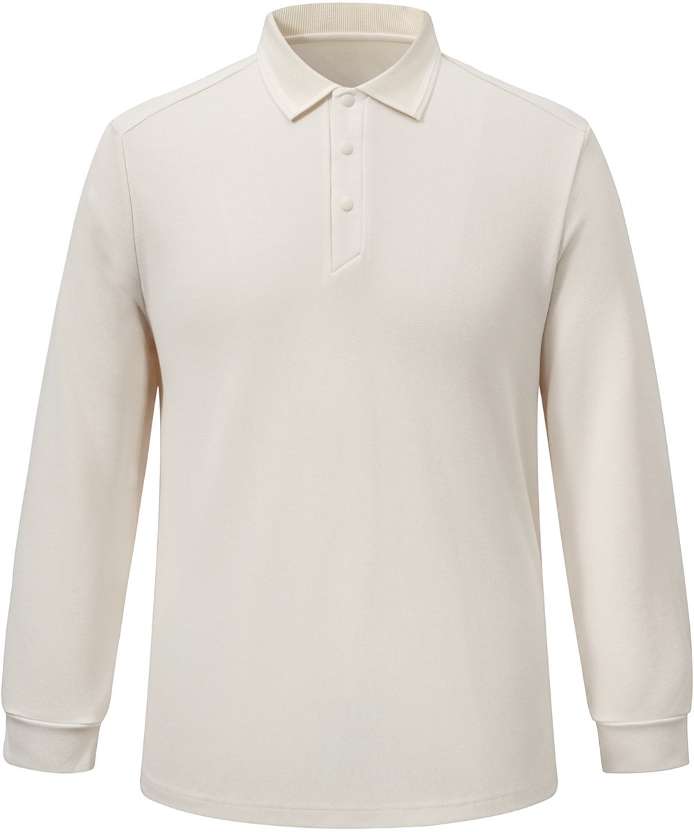 ALLTHEMEN Heren Casual 3D 3 Knopen Lange Mouw Polo - Zacht Comfortabel - M