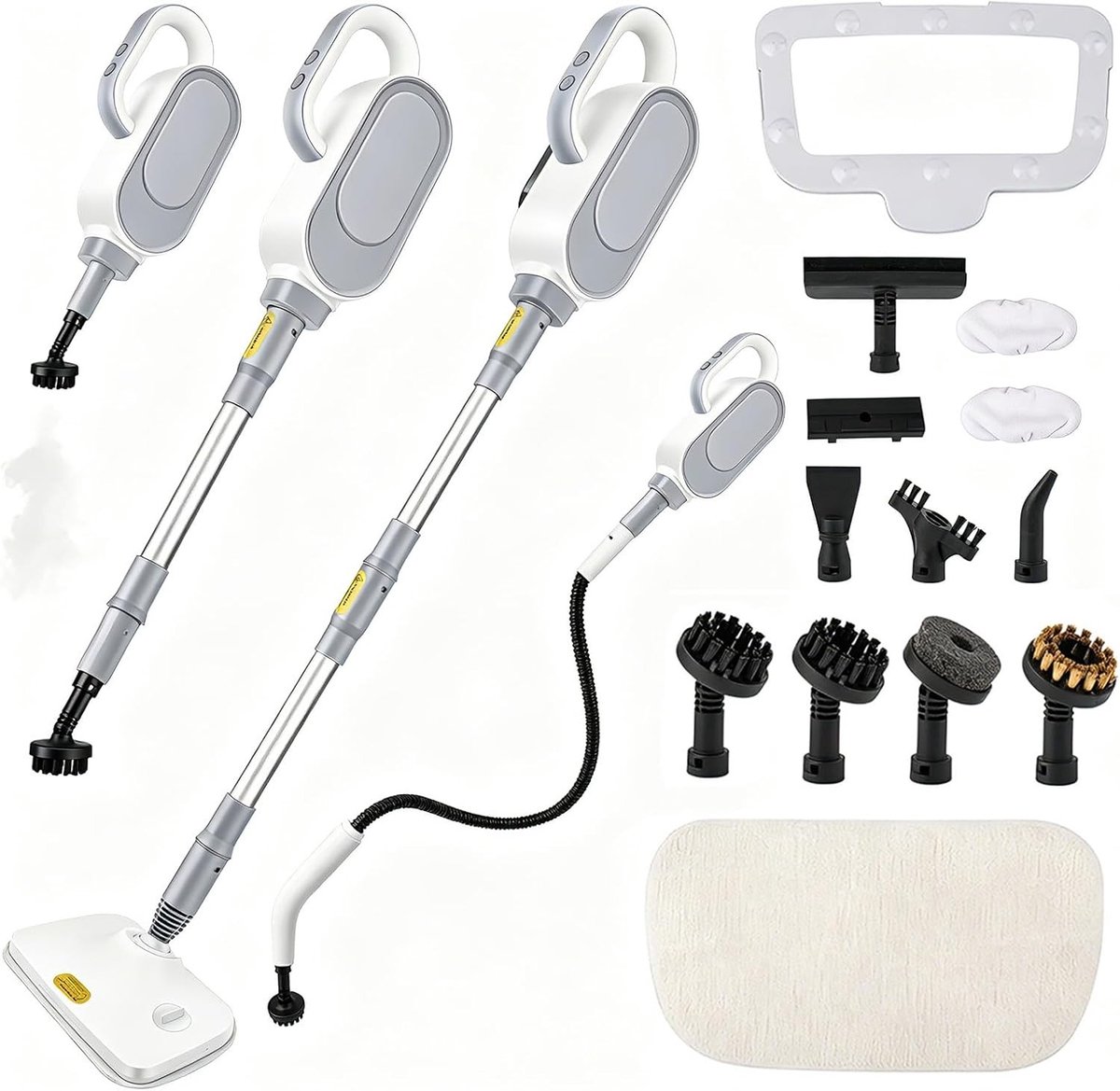 Handstoomreiniger - Wit - 1500 W - Met 14 accessoires en snelle opwarming - Voor Keuken en Huishouden