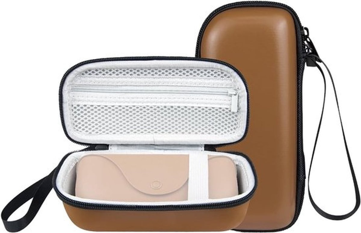 Hard EVA brillenkoffer voor Ray-Ban Meta Wayfarer/Skyler/Headliner - Beschermende opbergtas met oplaadfunctie en ophanglus - Bruin