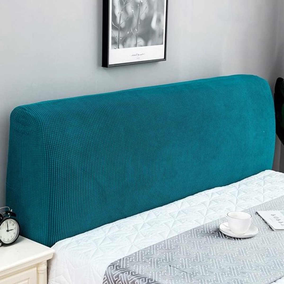 Verstelbare Hoofdbordhoes voor Bed, Beschermende Hoes voor Padded Hoofdbord, Geschikt voor Hoofdborden van 150-170 cm, Blauw, Stijlvol en Duurzaam