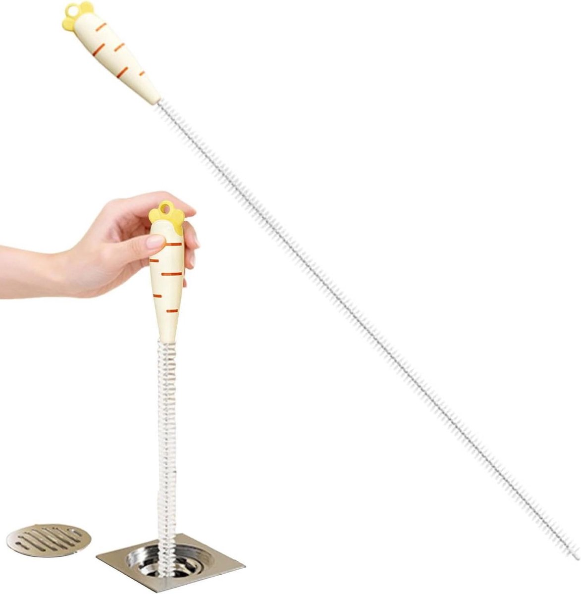 Afvoer Ontstopper Tool - Verstoppingsverwijderaar Pijp - Verstopte Afvoeren Reinigen - Flexibele Spiraalborstel - 75 cm - Oranje