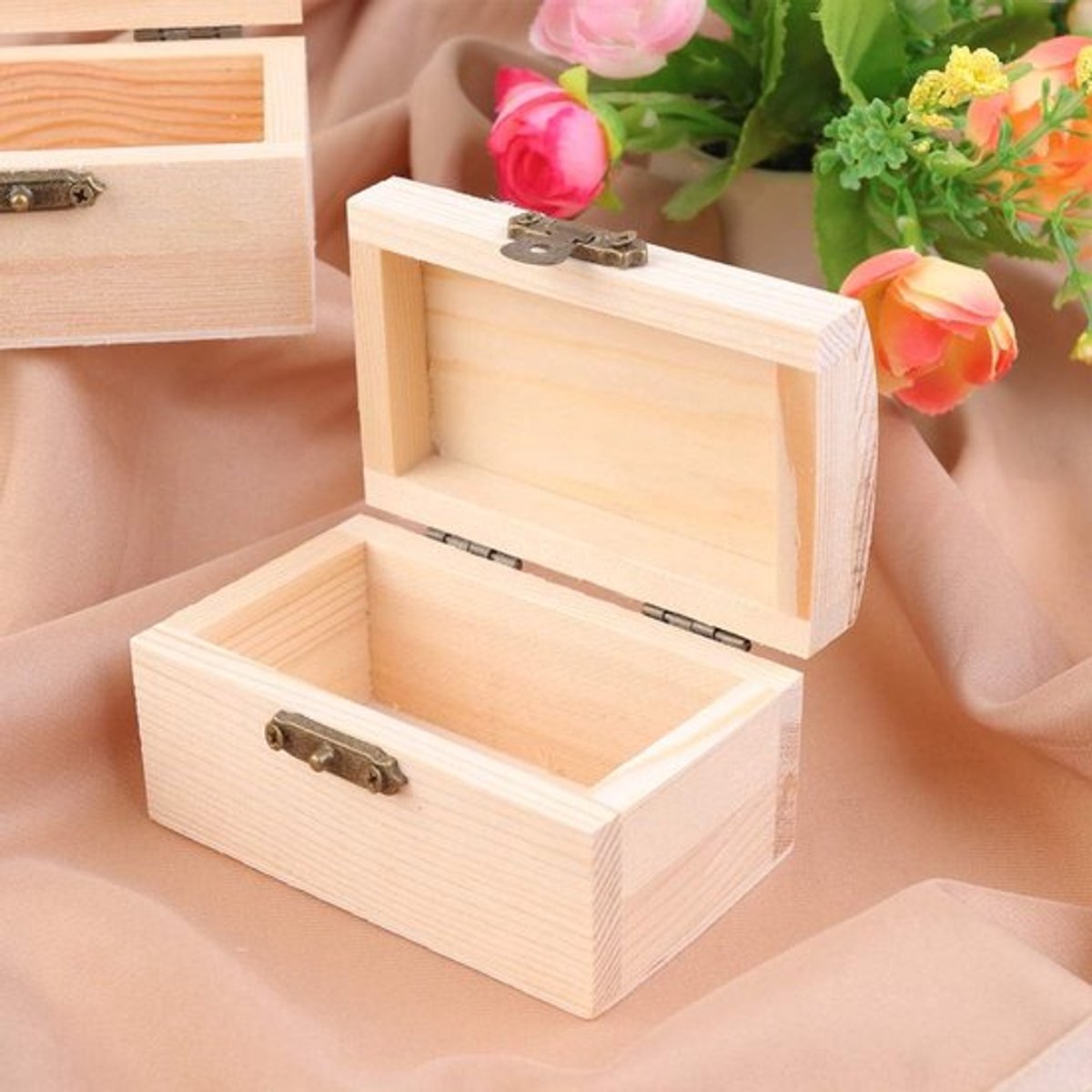 6 Stuks Onbewerkte Houten Schatkist Mini Sieraden Dozen voor Decoratie en Cadeaus