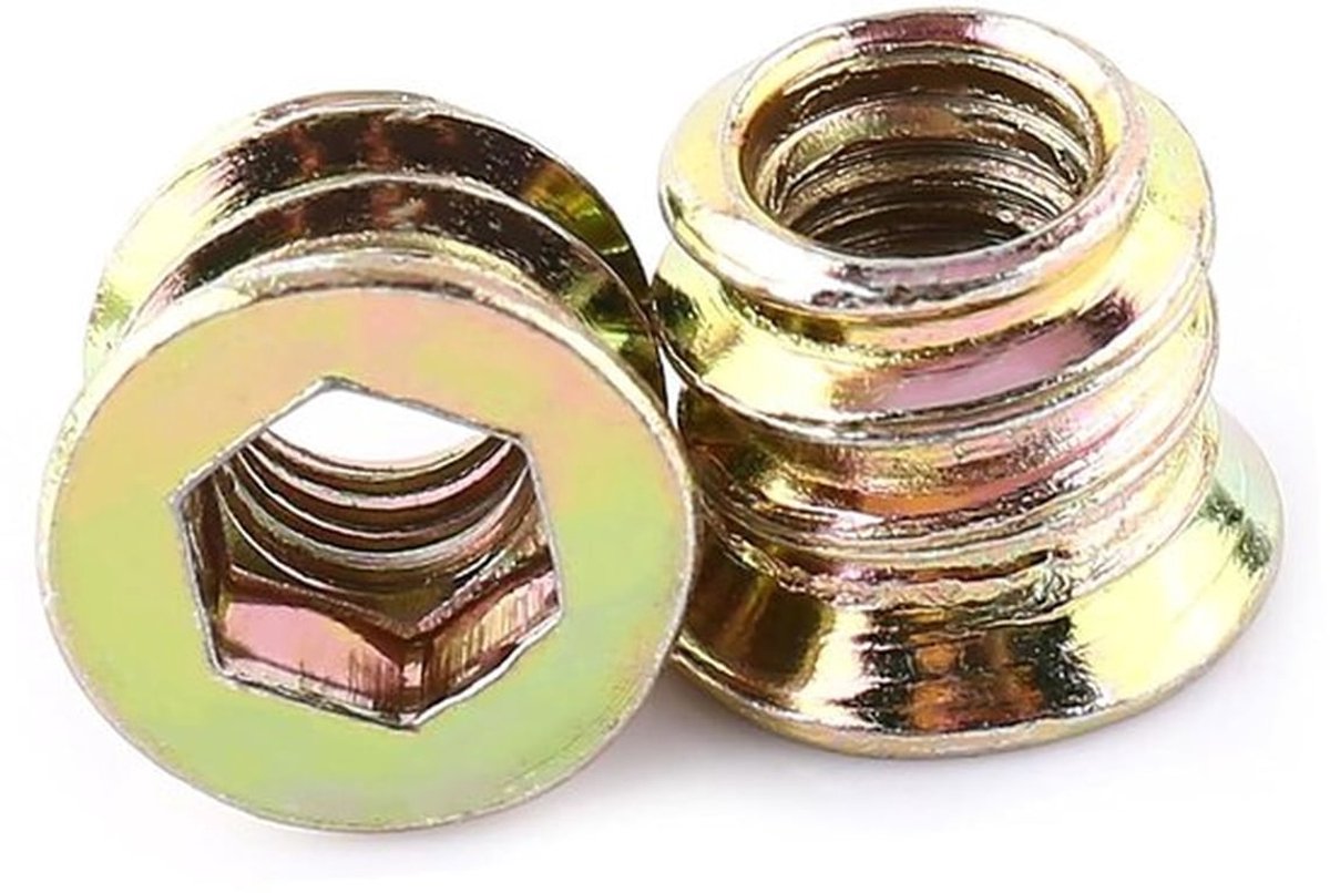 Hexagon Socket Moeren voor Houten Meubels, Verzilverd, Coarse Thread, Set van 20, M8 x 25 mm, Duurzaam en Sterk