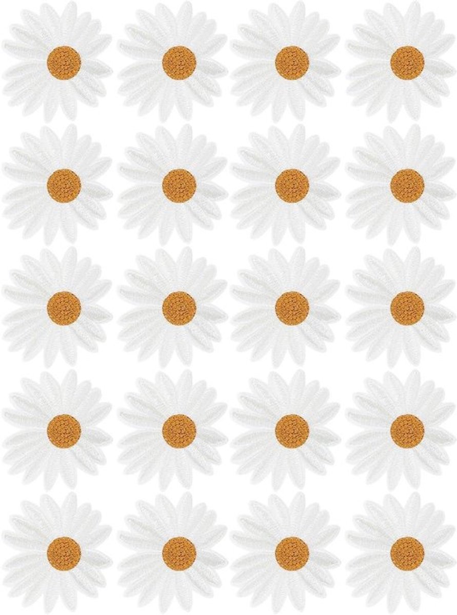 20 Stuks Bloem Applicaties - Mooi Geborduurde Daisy Patches voor Kleding, Handwerk en Decoratie