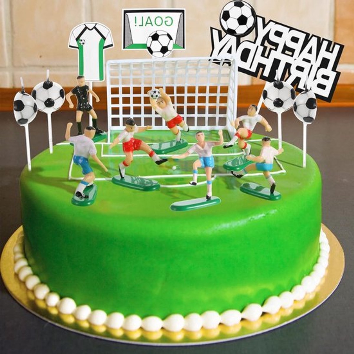 24 Stukken Voetbal Taartdecoratie voor Verjaardagsfeest - Voetbal Cake Topper, Feestdecoratie en Kindertaart Accessoires voor Voetbalthema Party