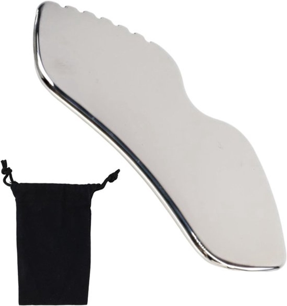 Gua Sha Steen voor Gezichtsmassage, RVS Scraper met Tanden, Verstevigende Schoonheidstool voor Huidverzorging, Ogen en Lichaam