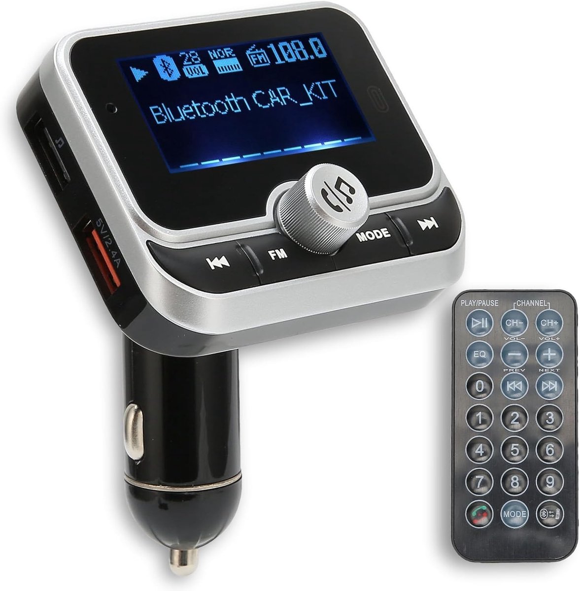 Bluetooth FM-zender voor Auto - Zwart - Draadloze Bluetooth-adapter met Handsfree Functie - Voor Smartphone-audiospelers