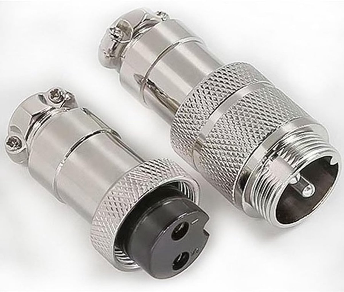 GX20 2-polige Luchtvaartconnector, Circulaire Metalen Stekker, Mannelijke en Vrouwelijke Connector voor Paneelmontage en Kabelverbinding