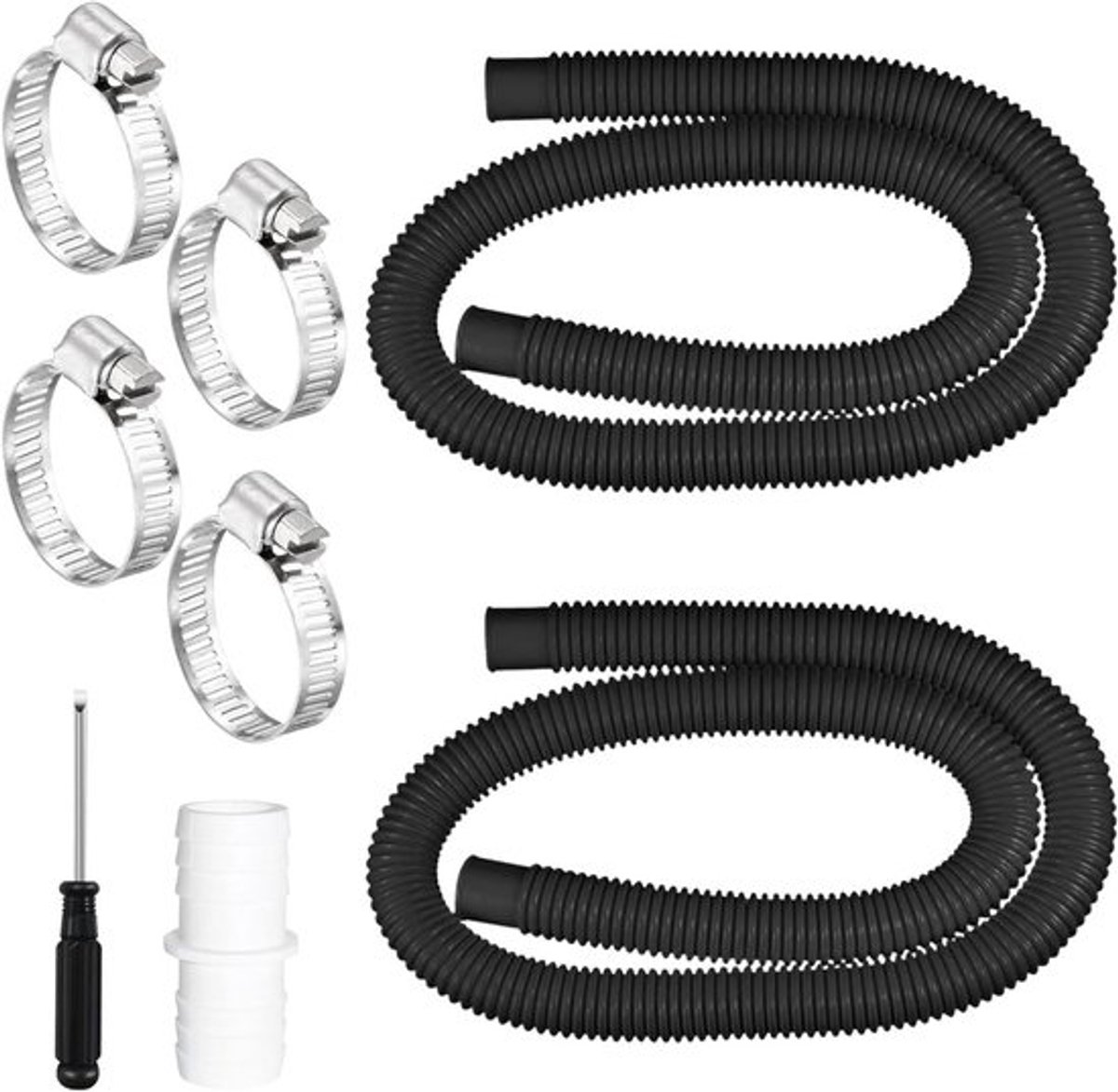 2-delige zwembadslang 32 mm, 150 cm met 4 veiligheidsclips en 1 slangverbinder, ideale slang voor zwembadpomp en filterpomp, geschikt voor zwembadonderhoud en watercirculatie