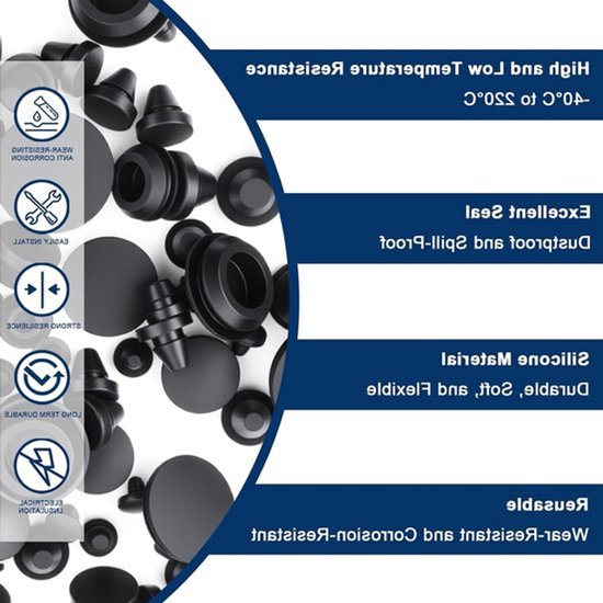 35 Stuks Rubber Stopper - Ronde Silicone Stopper, Waterdichte Doppen voor Flessen en Meubels, Einddoppen voor Buizen en Gaten van 6-7mm — afbeelding 5