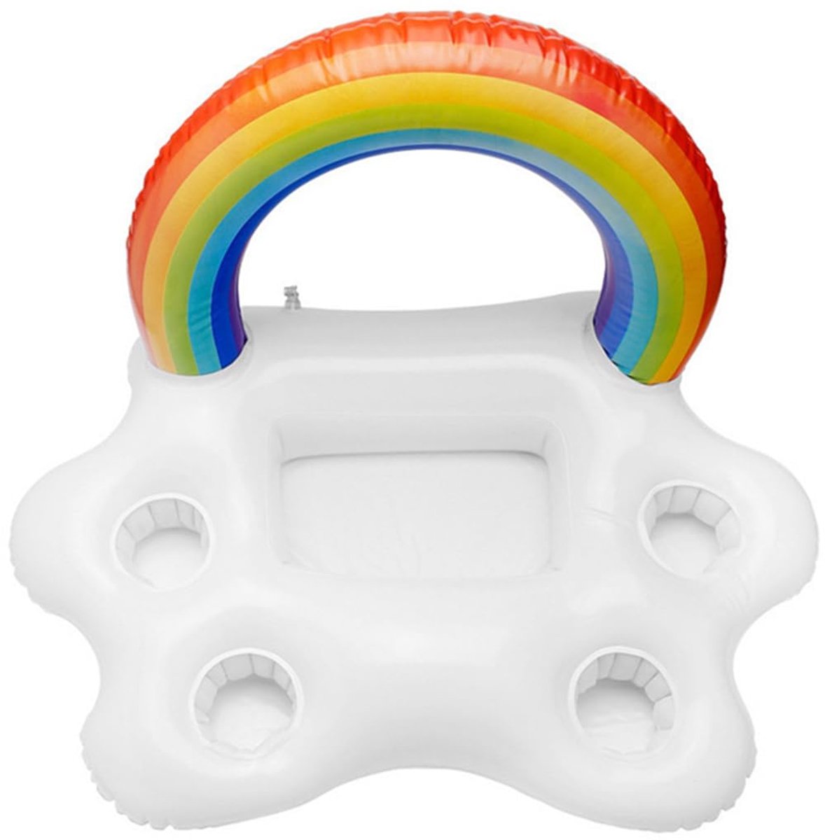 SnelShoppen - Opblaasbare Regenboog Bekerhouder voor Drankjes - Ideaal voor Zwembad, Strand, Bad - 61x40x41cm - Snackhouder met Opbergruimte - Kleurri