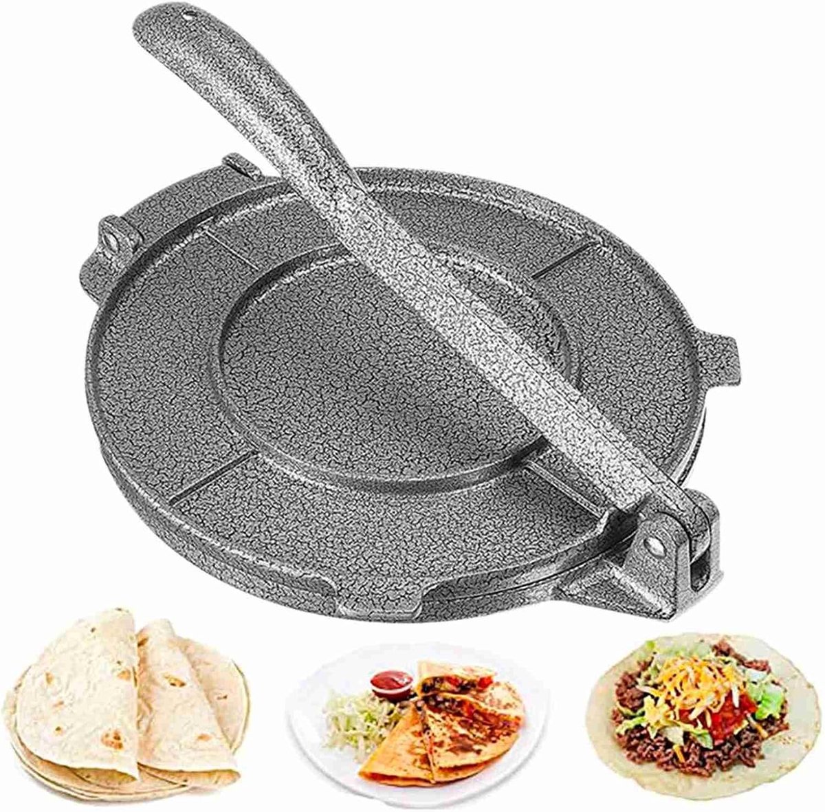SnelShoppen - Aluminium Tortillapers, Roti Maker, Empanada Pers, Maquina Para Hacer Tortillas, 6.5 Inch, Ideaal voor Thuis, Keuken, Feest, Duurzaam en