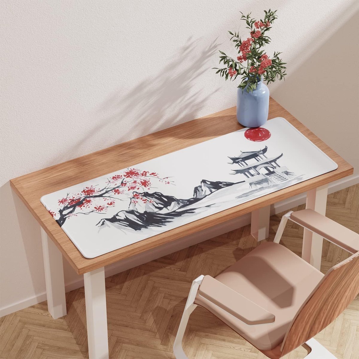 SnelShoppen - Grote Gaming Muismat 800x300mm - Japanse Kersenbloesem - Stitched Edges - Antislip Rubber Onderkant - Desk Mat - Ideaal voor Thuis en Ka