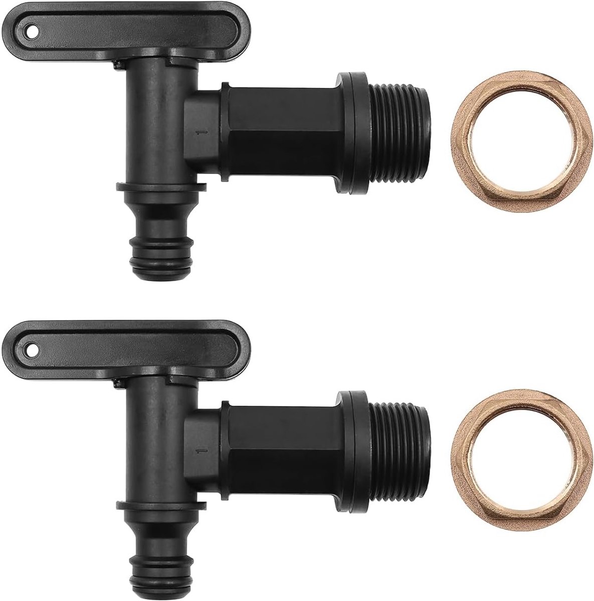 SnelShoppen - 2-delige Set Plastic Afvoerkraan Regenkraan voor Regenwater Stop Plastic Vervangkraan voor Tuin Waterreservoir Aansluitingen (3/4 inch)
