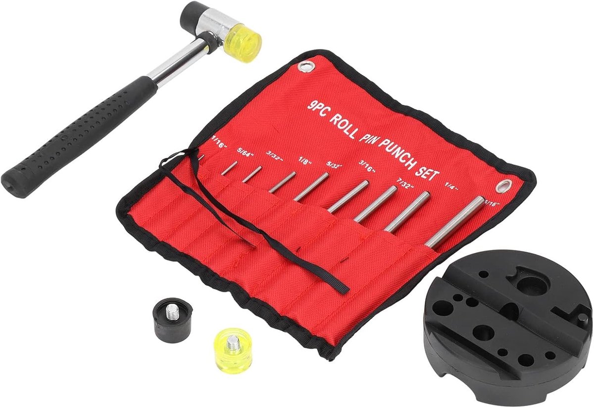 SnelShoppen - 14-delige Roll Pin Punch Set met Hamer voor Gereedschap, Voertuigen, Horloges, Sieraden en Creatieve Klussen
