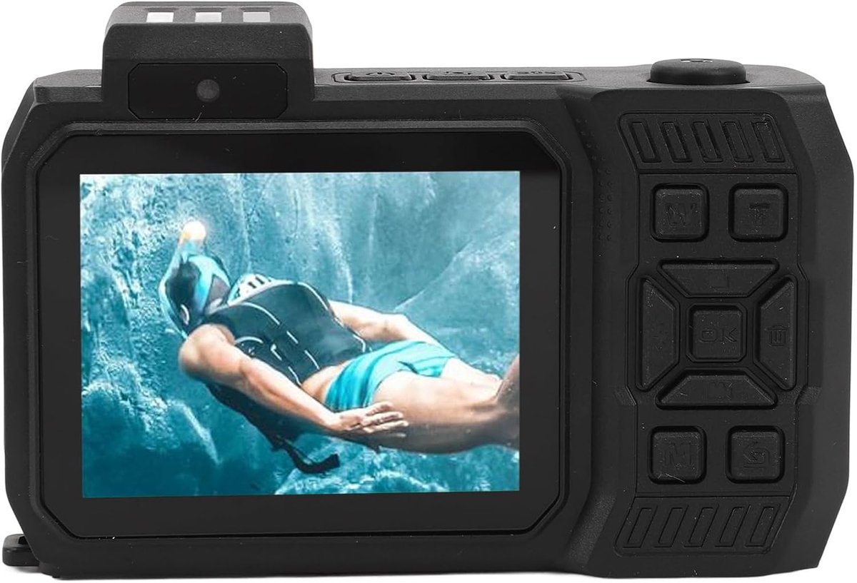 SnelShoppen - Waterproof Camera Onderwatercamera Met Dubbel Scherm 10x Optische Zoom 4K 65MP Voor Duiken - Zwart