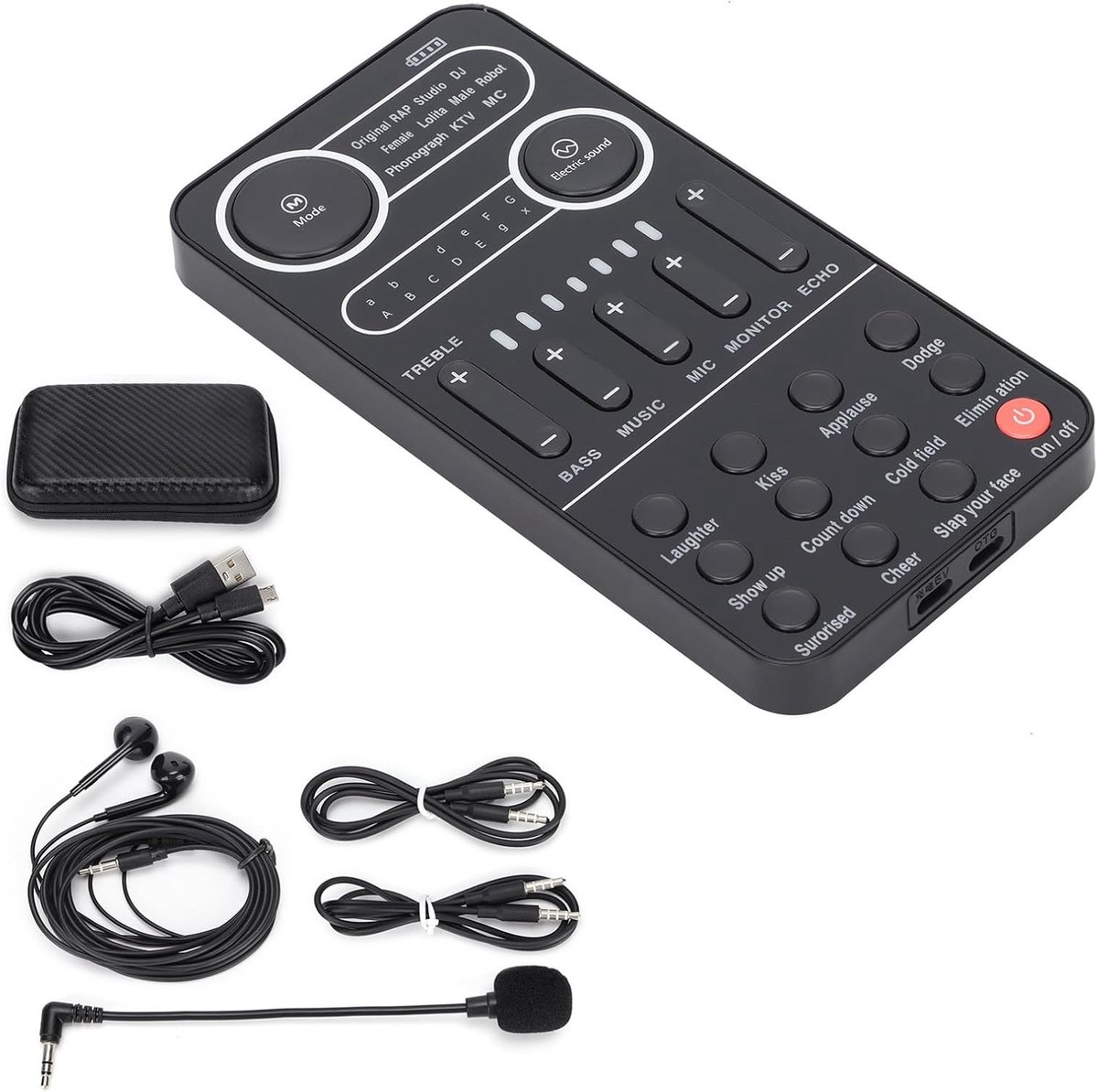 SnelShoppen - Audio Mixer voor YouTube, TikTok Live, Geluidskaart Set met Stembewerker, Hoofdtelefoon, Audiokabel, Opbergtas Geschikt voor Telefoon en