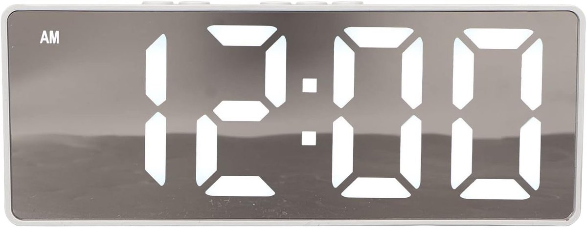 SnelShoppen - Digitale Alarm Klok - LED Klok met 5 Knoppen - Spiegel Elektronische Klok voor Slaapkamer Decoratie - Witte Temperatuurweergave - USB en