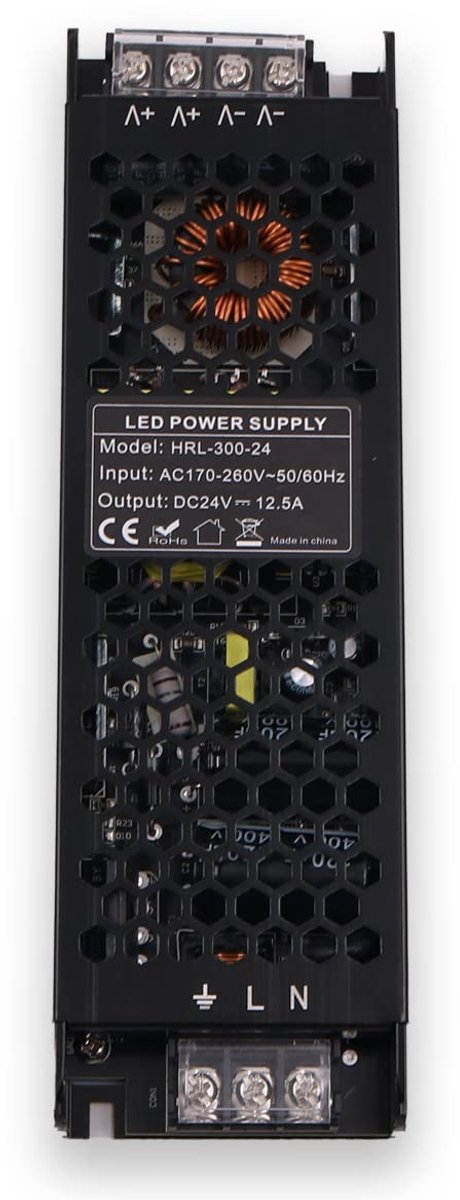 SnelShoppen - LED driver 24V 300W 12.5A Ultra Dunne LED Transformator voor Veilig Gebruik van LED Strip, LED Downlights en LED Kastverlichting
