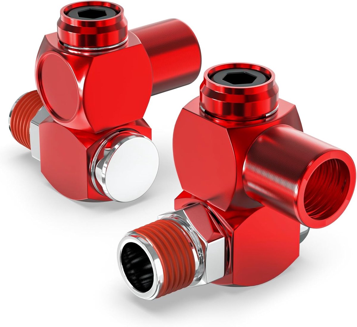 SnelShoppen - 2 Pack 1/4" BSP 360-Graden Draaikoppeling, Pneumatische Koppelingen, Accessoires voor Pneumatische Gereedschappen, Aluminium, Maximaal 1