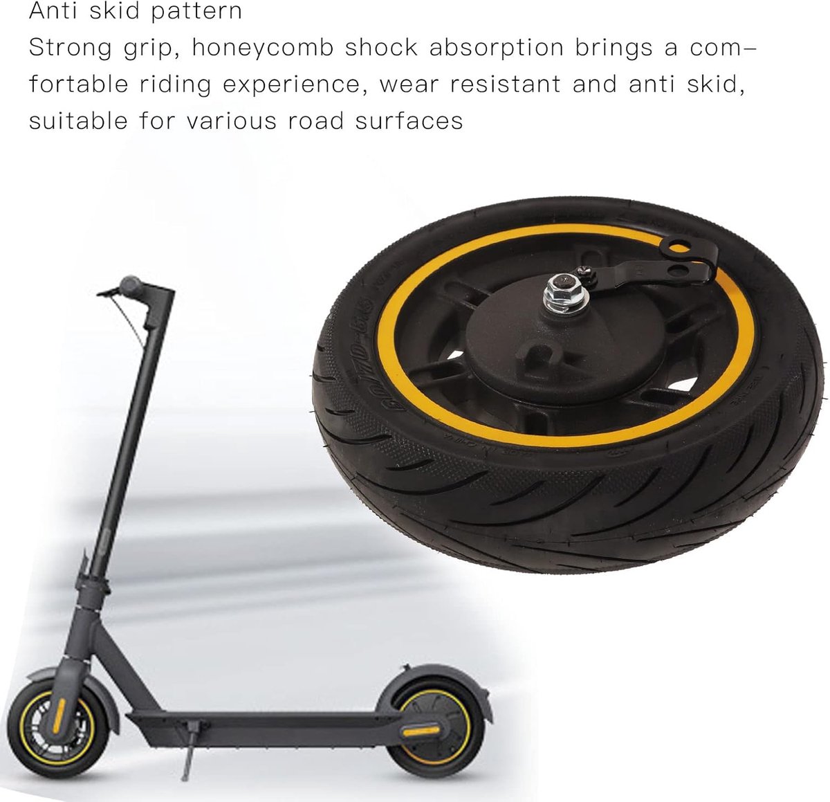 SnelShoppen - 10 Inch Elektrische Scooter Voorwiel Met Trommelrem - Vervangingswiel Voor Max G30 - Rubberen Band - Aluminium Legering - Voor Optimale