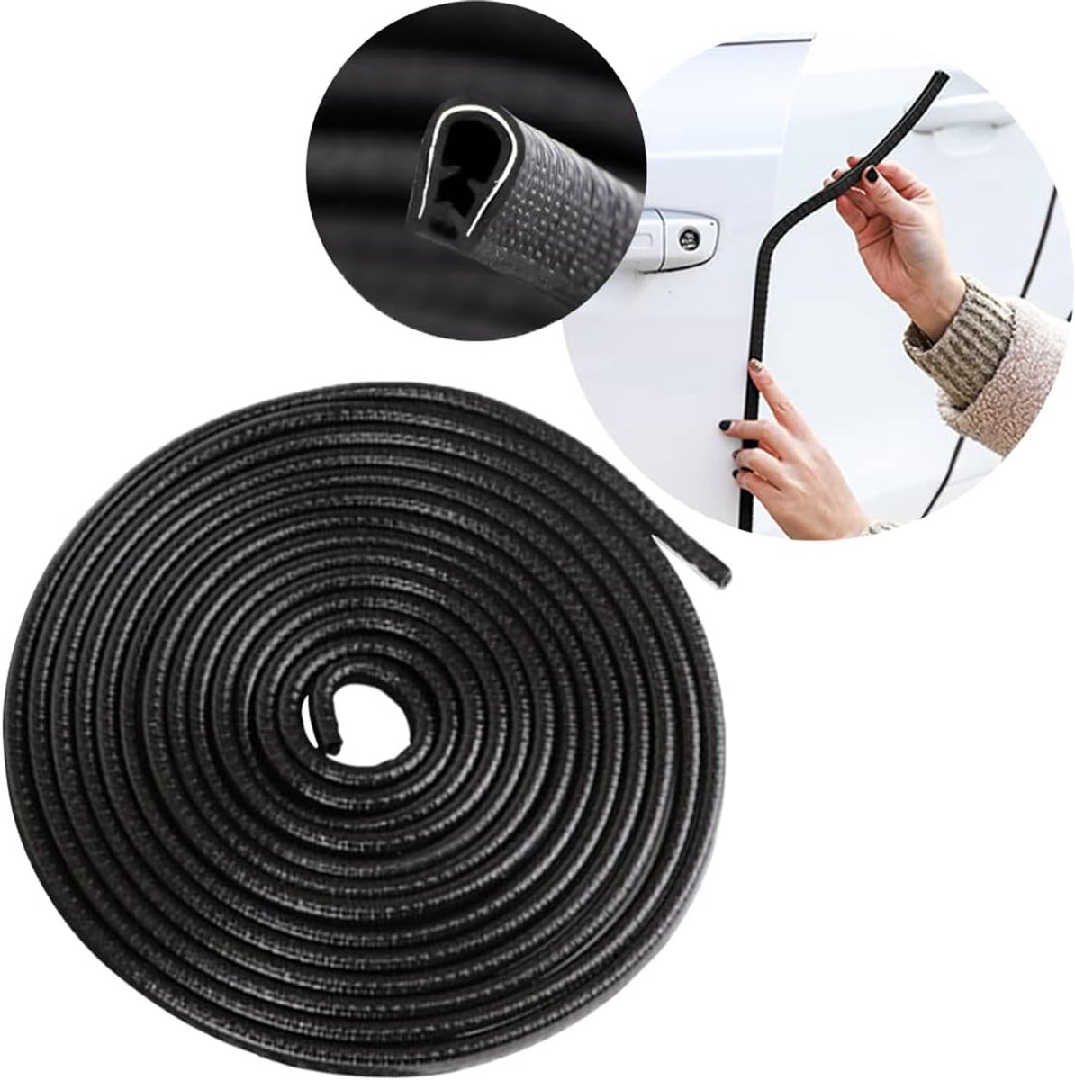 SnelShoppen - Car Door Edge Protector 5 Meter U Vorm Rubber Universeel Zwart - Bescherming tegen Krassen voor Auto's