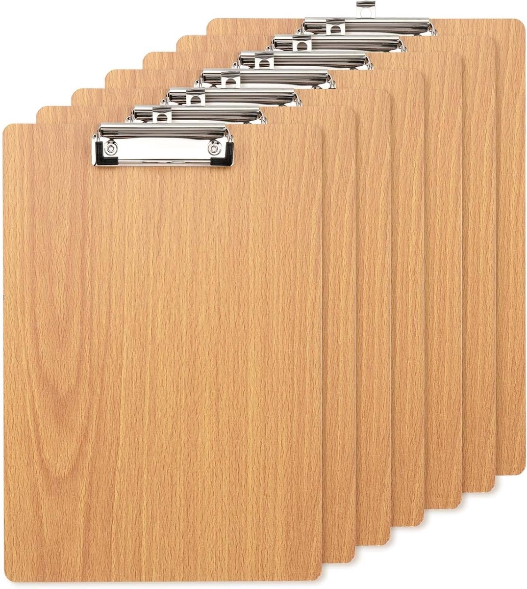 SnelShoppen - 15 Pack A4 Houten Clipboard, Hardboard Clipboard met Metalen Clip en Hanggat, Voor Kantoor en Restaurant, Natuurlijke Houtkleur, Duurzaa