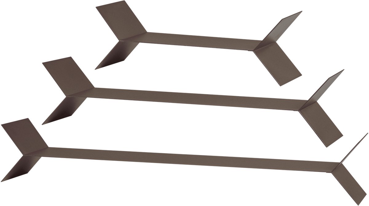 WOOOD Lorin Wandplanken - Metaal - Mokkabruin - Set Van 3 - 13x80x13