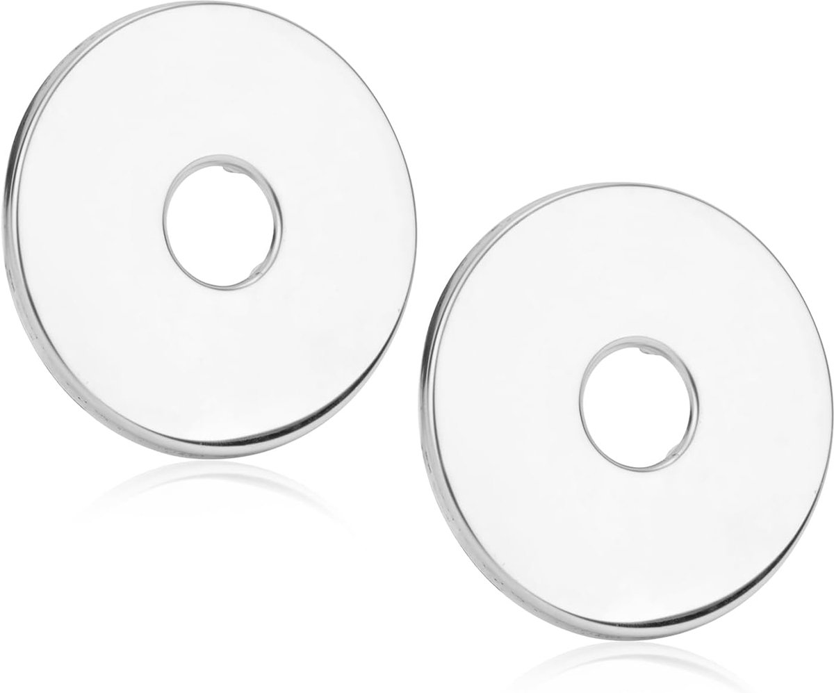 SnelShoppen - 2 Stuks Grote Douche Arm Flens, 8cm Ronde Vergrote Rosette Platen RVS Douchebuis Dekking Vervangonderdelen voor Douchekoparmen