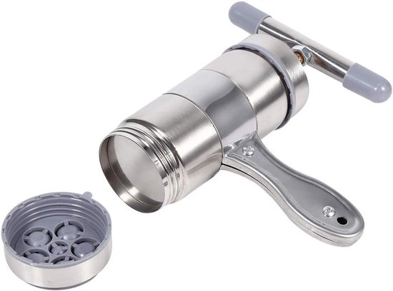 SnelShoppen - RVS Draagbare Handmatige Pasta Maker - Noodle Juicer Machine - Ideaal voor Keuken en Restaurant - 5 Vervangbare Vormen - Roestvrij Staal van Snelshoppen — afbeelding 3