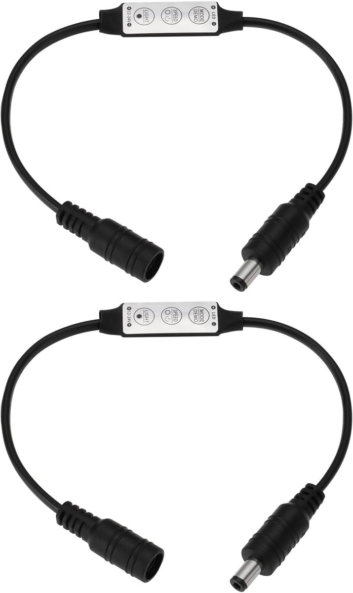 SnelShoppen - 2 stuks LED Strip Lichten Dimmer Schakelaar Kabel DC 5.5x2.1mm Mannetje naar Vrouwelijk Dimmer Snoer DC 12-24V 6A voor LED Lichten Strip