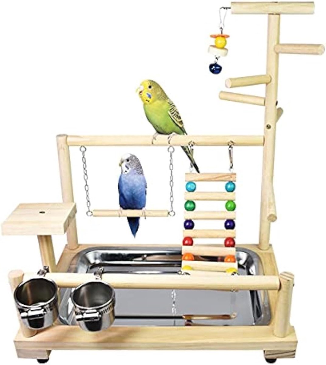 SnelShoppen - Bird Playground, Parrot Playstand voor vogels, speelstandaard voor papegaaien, cockatiels, perruches en conures (37 x 26 x 44 cm)
