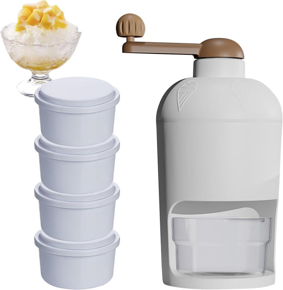 IJs Crusher Machine IJsmachine Handmatig Smoothies Maken Roestvrijstalen Messen 26.3 Centimeter Diameter Wit