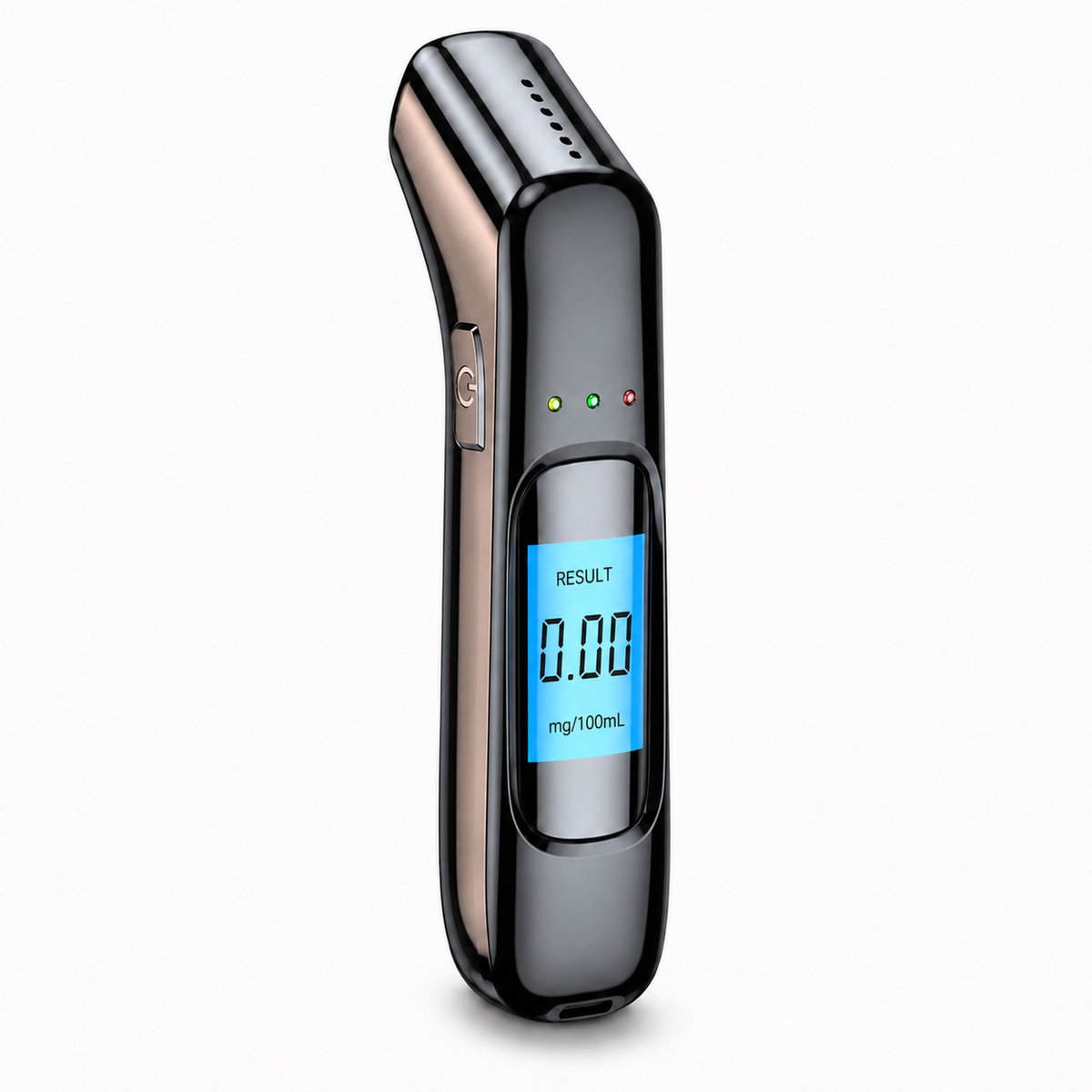 Gloovon® Alcoholtester - Contactloos & Digitaal - Met LCD Kleurindicatie & USB Oplaadbaar - Nauwkeurige Sensor - Zwart/Goud