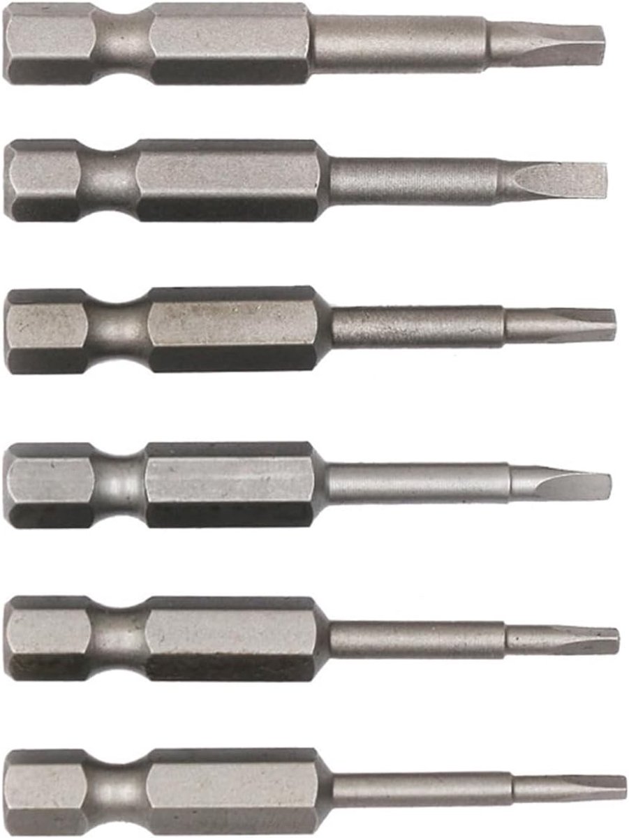 Set van 6 Magnetische Schroefbits van Staal voor Schroevendraaiers - Hex Bits 1/4 Inch, Driehoekige Bits, Geschikt voor Diverse Klussen en DIY-projecten