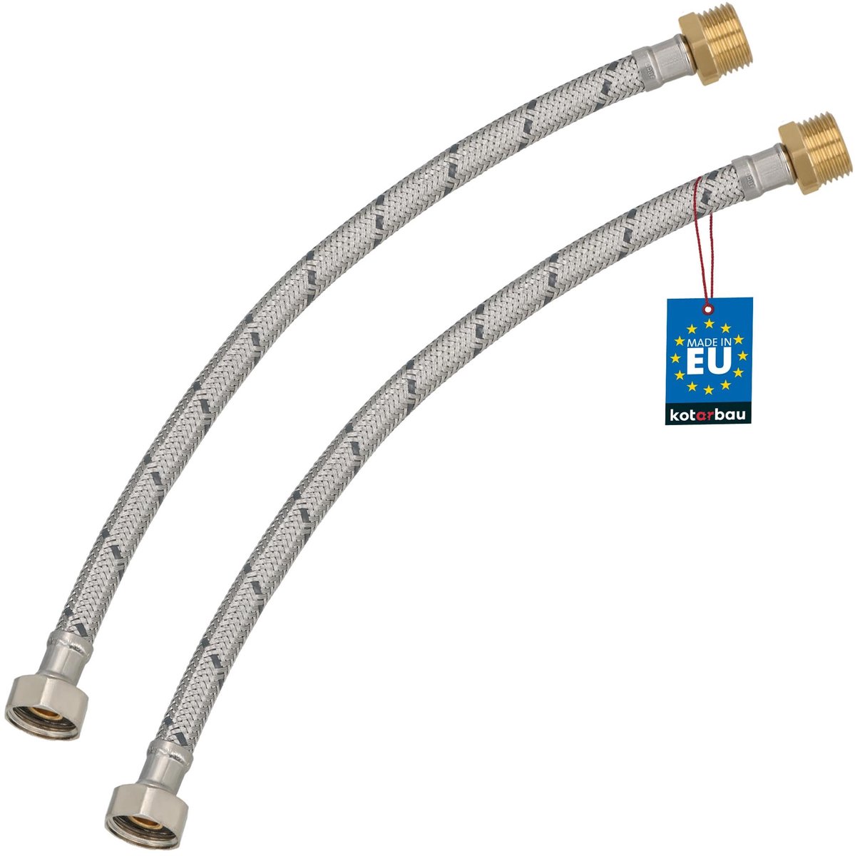 KOTARBAU® 2 Stuks - Flexibele Aansluitslang 1/2"x1/2" - Sanitaire Aansluitslang 40 cm - Flexibele Kraanslang - Buitendraad x Binnendraad - Aansluitslang Armatuur - Gevlochten Roestvrijstalen Aansluitslang