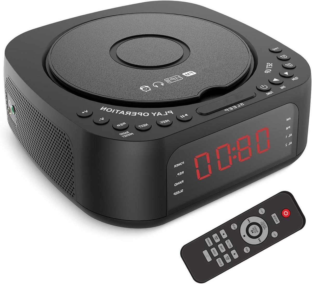 CD Wekker Radio - CD Speler Alarm - Wakker Worden - Bovenlader Ontwerp - 10 cm - Wit