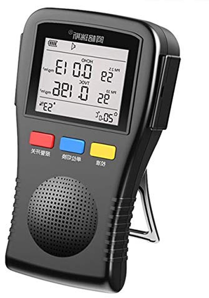 Luchtkwaliteit Meter - Huisstofmeter Formaldehyde - Binnenklimaat Meten - Real-time Detectie - PM2.5 PM10 - Zwart