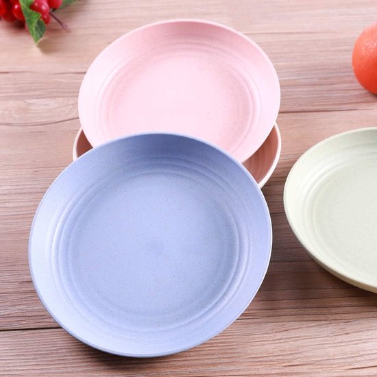 4 PACK lichtgewicht tarwestroborden - afbreekbare lichtgewicht tarwestroborden, 7,8 'onbreekbare dinerborden, vaatwasser- en magnetronbestendig, BPA-vrij — afbeelding 2
