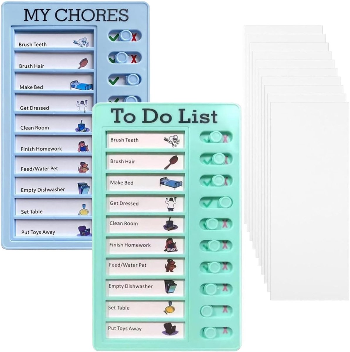 TRLREQ 2 stks Memo Checklist Board Boards Kinderen Dagelijkse Planner Routine Planner Met 10 Lege Kaarten Te Doen - ShopVlot