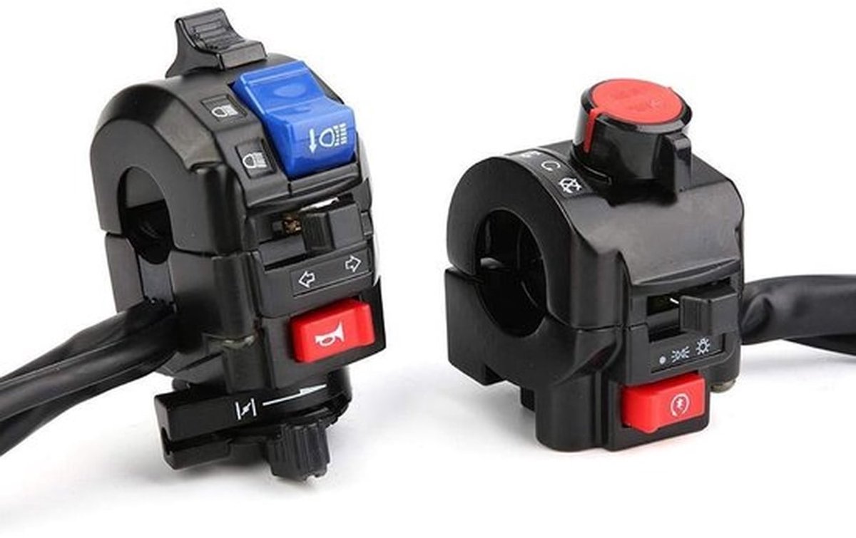 Universele 7/8 Inch Motorfiets Handgreep Schakelaar met Hoorn en Indicatoren in Zwart - Duurzaam en Functioneel Accessoire voor Motorrijders