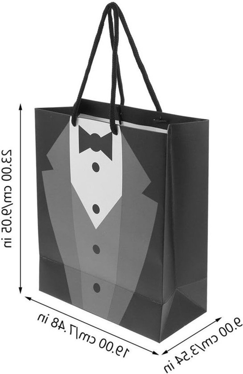Creatieve Zwarte Tuxedo Tassen - 5 Stuks Cadeautassen voor Feestjes, Verpakking en Cosmetica met Handvatten
