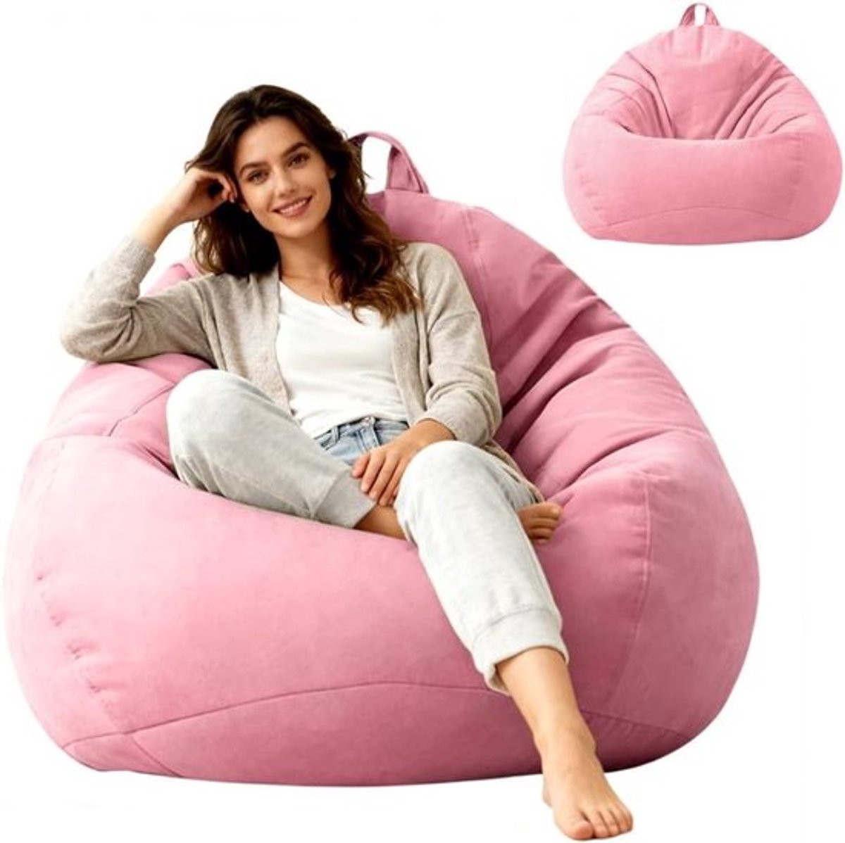 Grote druppelvormige zitzak XL, comfortabele zitzakken voor volwassenen en kinderen, perfect voor gaming, woonkamer, kinderkamer en buitengebruik, 100 x 120 cm