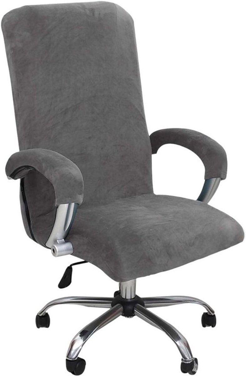 Verstelbare Stoelhoezen voor Kantoor- en Gamingstoelen, Rekbare Hoes voor Draaiende Stoelen met Armleuningen, Verwijderbare Bekleding voor Comfort en Bescherming (Lichtgrijs, XL)