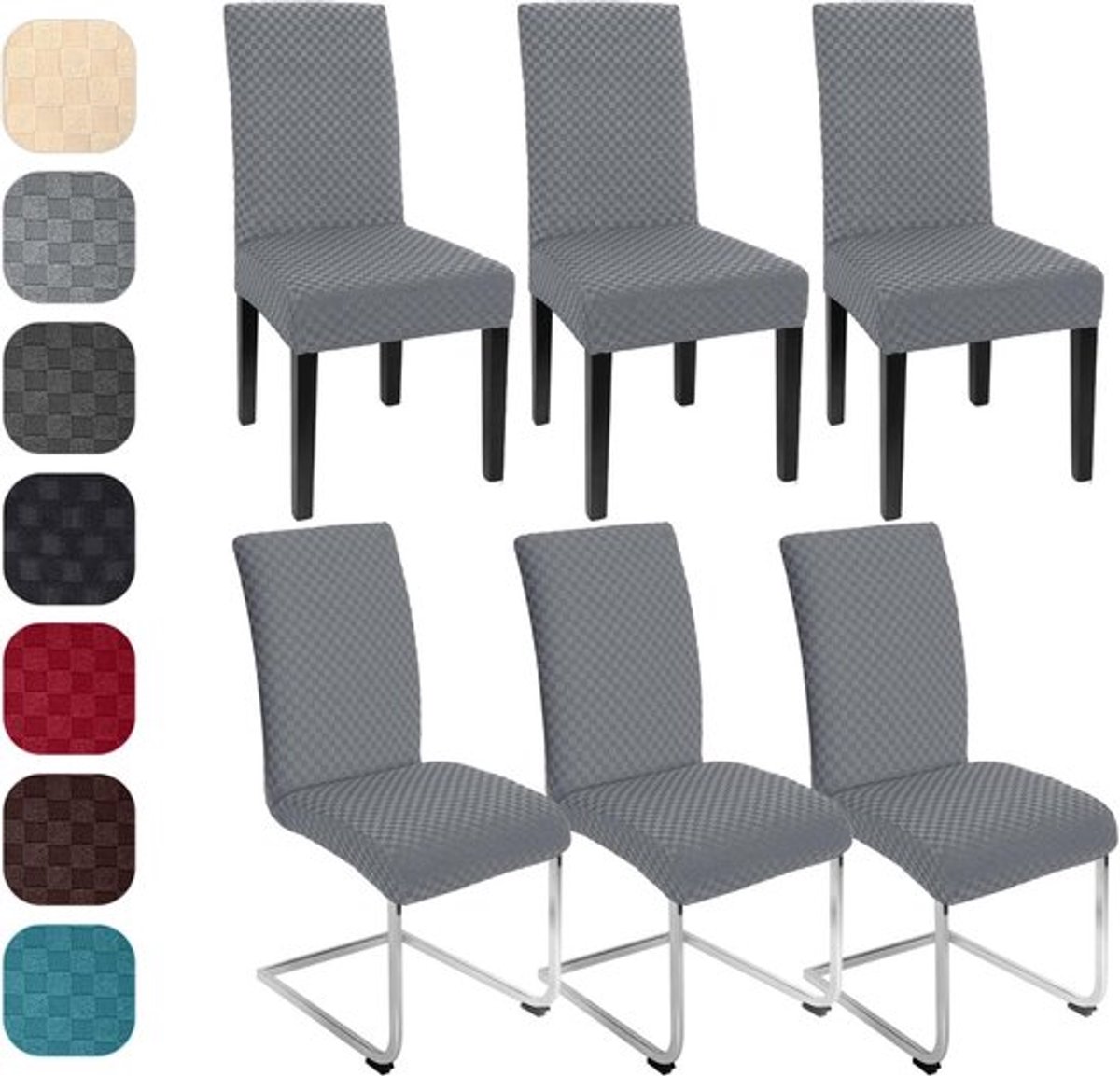 Set van 6 Jacquard Stretch Stoelhoezen voor Schommelstoelen, Wasbaar en Verstelbaar, Perfect voor Keuken en Restaurant