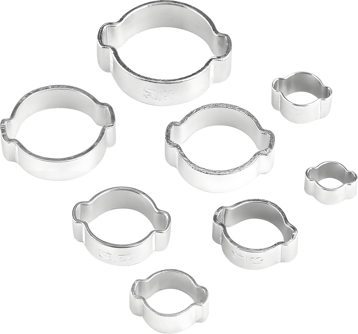 SnelShoppen - 10 Stuks Slangklemmen, Gegalvaniseerd RVS Twee-Oor Slangklem 5-23mm voor Brandstof- en Benzineslangen, Verstelbare Slangklem (9-11MM)
