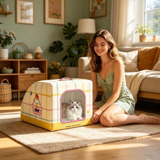 Koelend Kattenhuis - Dierenasiel Zomer - Huisdier Koel Houden - Ijspak Compatibel - 30x12x12 cm - Grijs — afbeelding 3